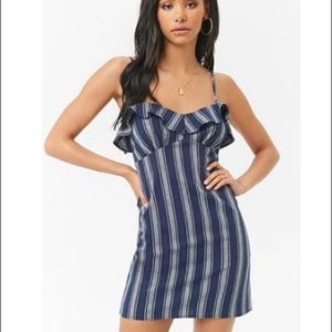 Forever 21 Striped Ruffle Trim Mini Cami Dress!